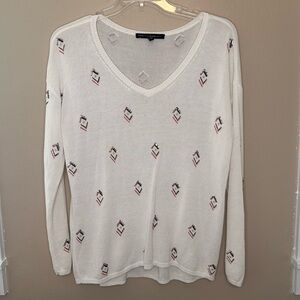 White House Black Market Sheer Knit Sweater Size Large